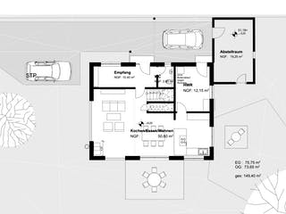 Fertighaus Berlin von Becker 360 Schlüsselfertig ab 378400€, Satteldach-Klassiker Grundriss 1
