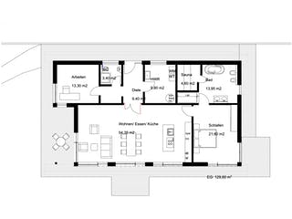 Fertighaus Edersee von Becker 360 Schlüsselfertig ab 314000€, Bungalow Grundriss 1