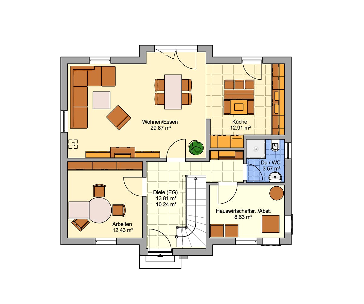 Fertighaus München von FINGERHUT-HAUS Schlüsselfertig ab 430287€, Satteldach-Klassiker Grundriss 1