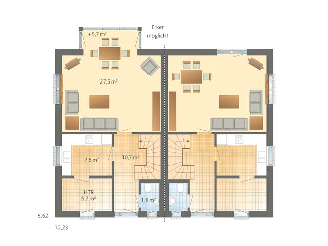 Fertighaus Billund von Danhaus Deutschland Schlüsselfertig ab 366810€, Satteldach-Klassiker Grundriss 1
