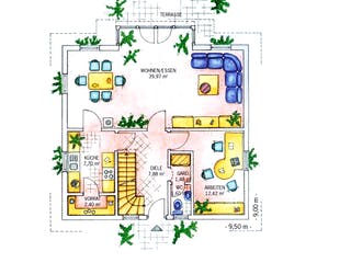 Fertighaus Birkenhain von Keitel-Haus, Satteldach-Klassiker Grundriss 1