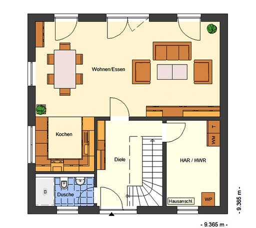 Massivhaus Amica von Bischoff Massivhaus Schlüsselfertig ab 245900€, Stadtvilla Grundriss 1