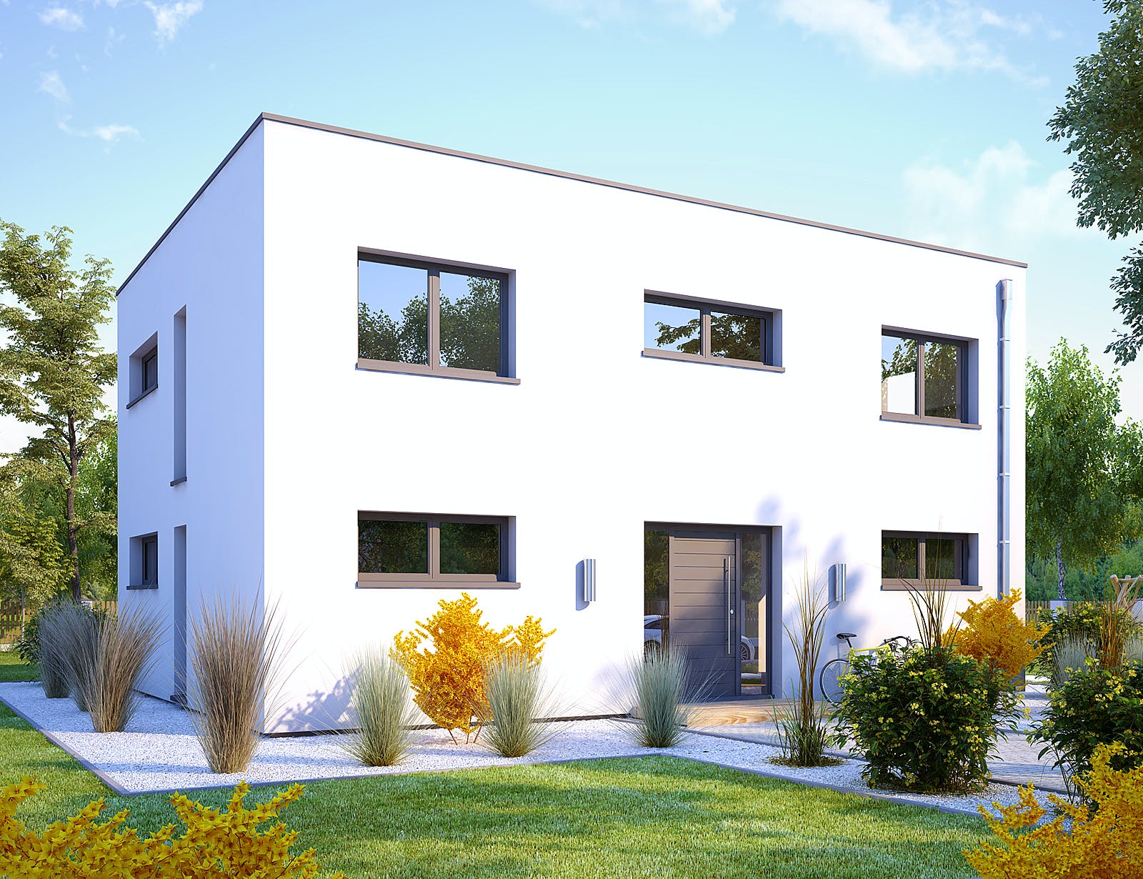Massivhaus Artis von Bischoff Massivhaus Schlüsselfertig ab 338400€, Cubushaus Außenansicht 1