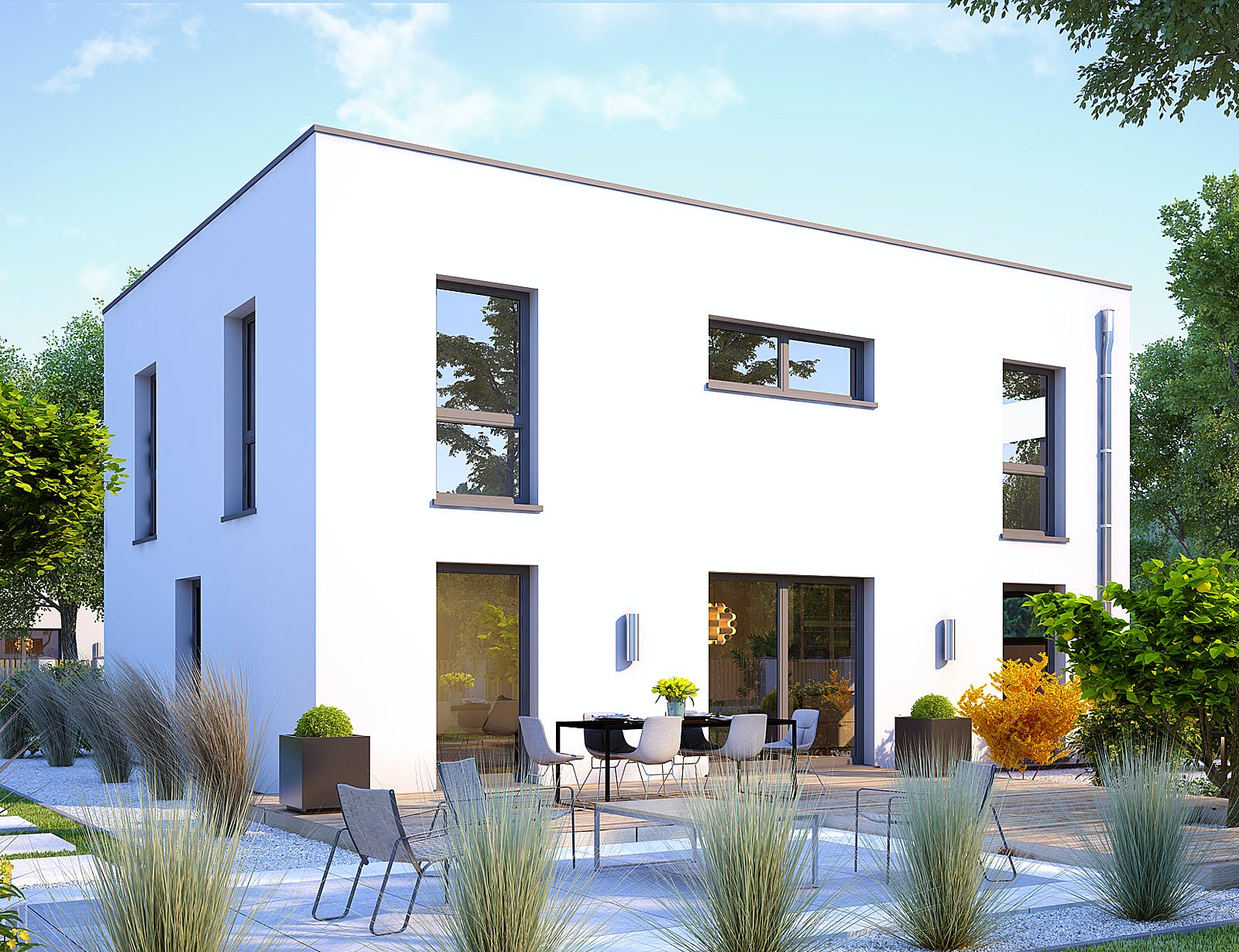 Massivhaus Artis von Bischoff Massivhaus Schlüsselfertig ab 338400€, Cubushaus Außenansicht 2