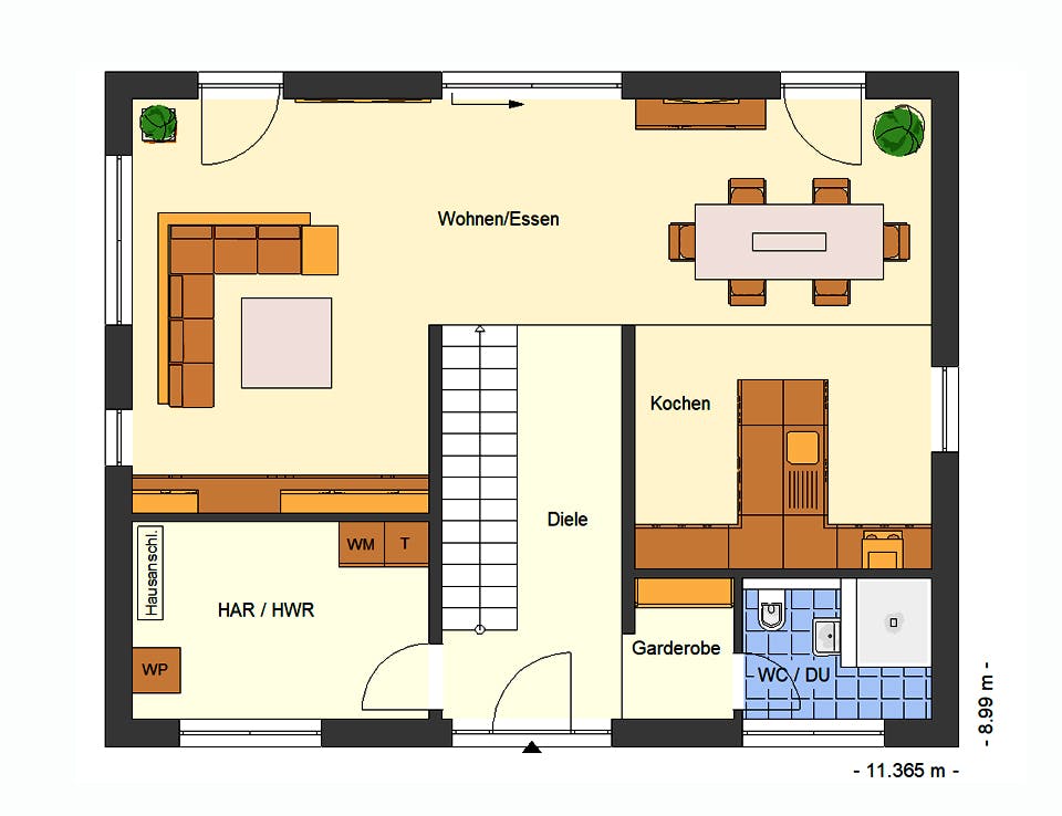 Massivhaus Artis von Bischoff Massivhaus Schlüsselfertig ab 338400€, Cubushaus Grundriss 1