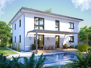 Massivhaus Avento von Bischoff Massivhaus Schlüsselfertig ab 465500€, Stadtvilla Außenansicht 2