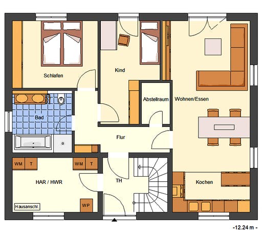 Massivhaus Avento von Bischoff Massivhaus Schlüsselfertig ab 363400€, Stadtvilla Grundriss 1