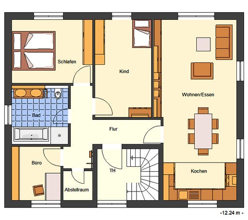 Massivhaus Avento von Bischoff Massivhaus Schlüsselfertig ab 363400€, Stadtvilla Grundriss 2