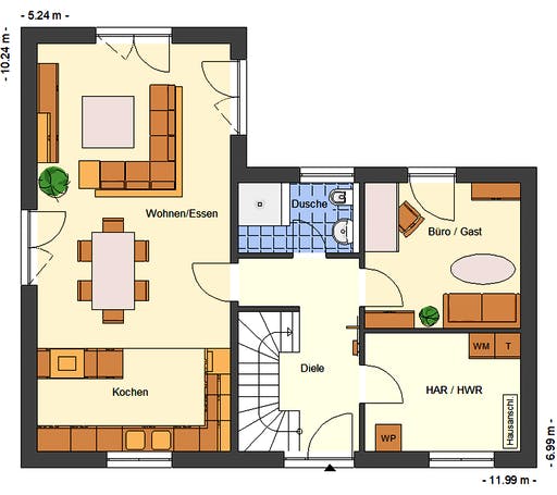 Massivhaus Columbia von Bischoff Massivhaus Schlüsselfertig ab 285500€, Stadtvilla Grundriss 1