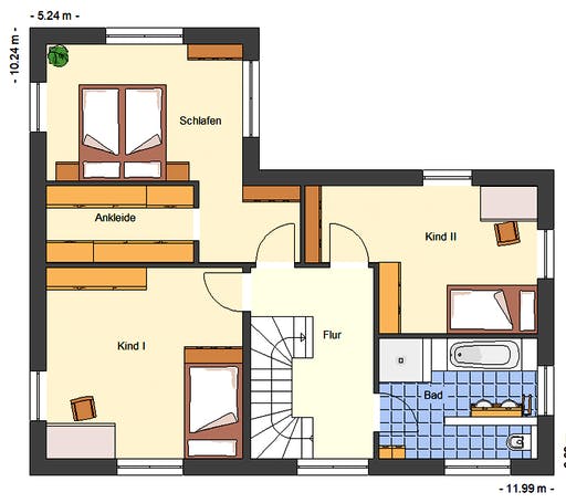 Massivhaus Columbia von Bischoff Massivhaus Schlüsselfertig ab 285500€, Stadtvilla Grundriss 2