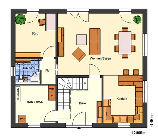 Massivhaus Como von Bischoff Massivhaus Schlüsselfertig ab 254900€, Satteldach-Klassiker Grundriss 1
