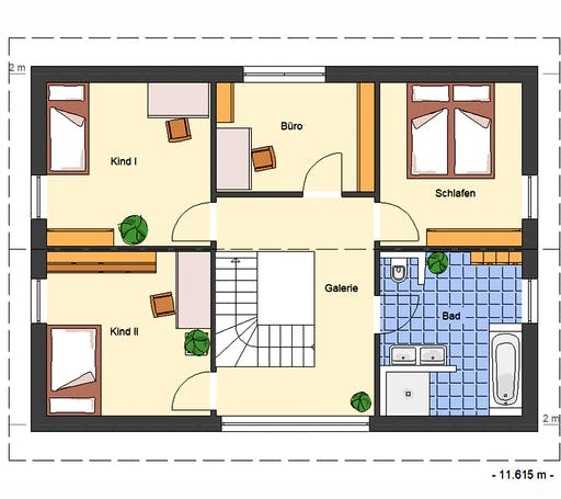 Massivhaus Rubino von Bischoff Massivhaus Schlüsselfertig ab 272100€, Satteldach-Klassiker Grundriss 2
