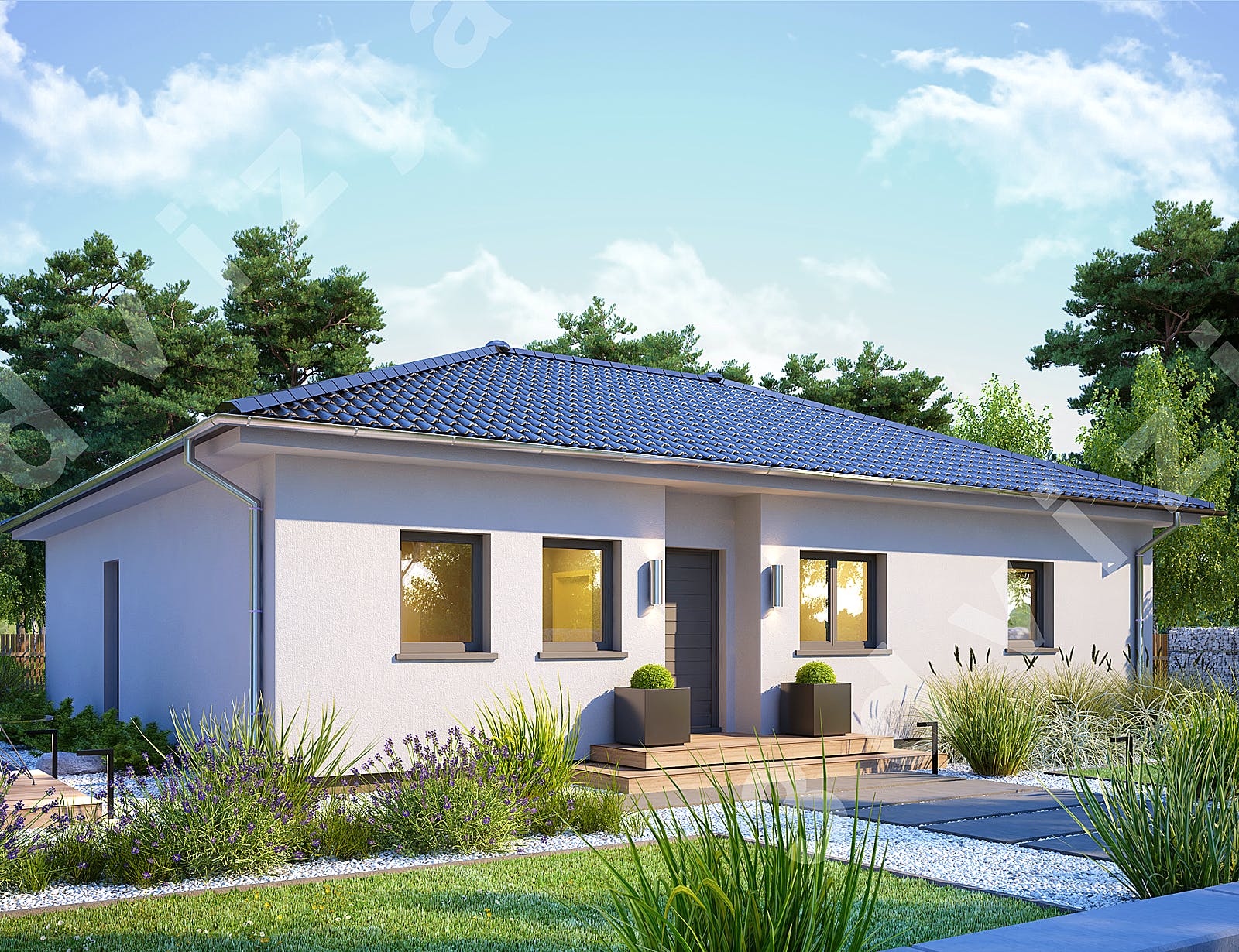 Massivhaus Sierra von Bischoff Massivhaus Schlüsselfertig ab 238400€, Bungalow Außenansicht 2