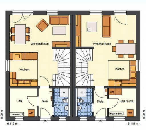 Massivhaus Tarent von Bischoff Massivhaus Schlüsselfertig ab 258700€, Satteldach-Klassiker Grundriss 1