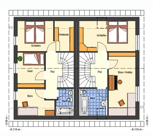 Massivhaus Tarent von Bischoff Massivhaus Schlüsselfertig ab 258700€, Satteldach-Klassiker Grundriss 3
