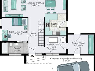 Fertighaus Bitburg von STREIF Haus, Stadtvilla Grundriss 1