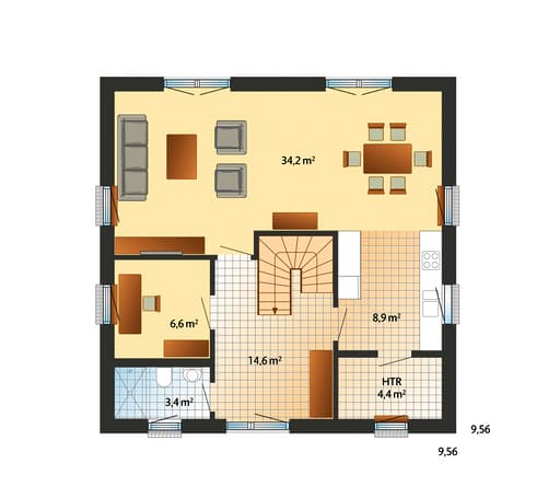 Fertighaus Blankenese von Danhaus Schlüsselfertig ab 270090€, Stadtvilla Grundriss 1