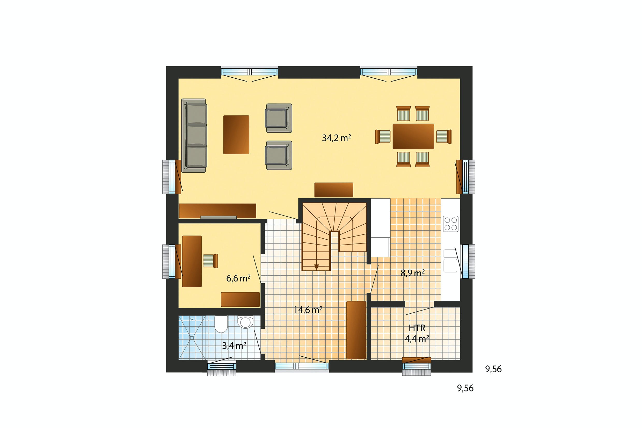 Fertighaus Blankenese von Danhaus Deutschland, Stadtvilla Grundriss 1