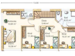 Fertighaus Blankenhorn von Holzhaus Rosskopf Schlüsselfertig ab 429000€, Satteldach-Klassiker Grundriss 3
