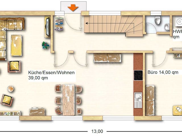 Fertighaus Blankenhorn von Holzhaus Rosskopf Schlüsselfertig ab 429000€, Satteldach-Klassiker Grundriss 2