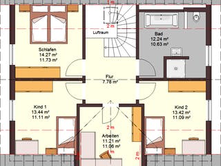 Fertighaus Family 144 von Zimmermann Haus Schlüsselfertig ab 263520€, Satteldach-Klassiker Grundriss 2