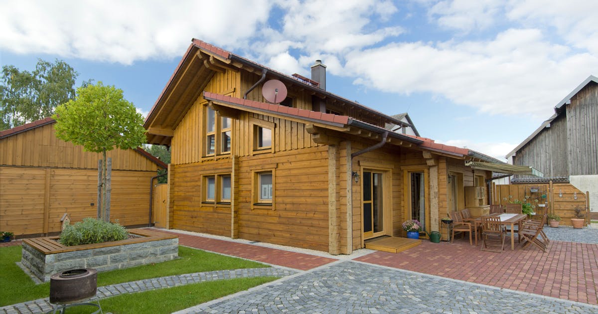 Holzhaus Bauhaus V1 Außenansicht