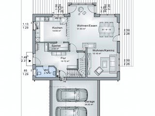 Fertighaus Bogenhausen von Ludwig Andrä Holzbau Schlüsselfertig ab 302074€, Pultdachhaus Grundriss 1