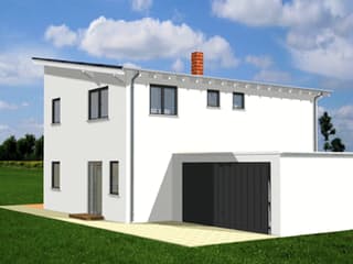 Fertighaus Bogenhausen von Ludwig Andrä Holzbau Schlüsselfertig ab 302074€, Pultdachhaus Außenansicht 3