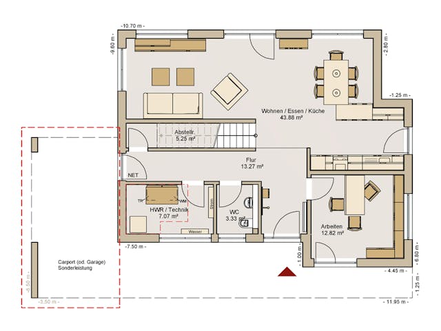 Fertighaus Kubus 190-0-0 von BoHolz Haus Schlüsselfertig ab 539826€, Cubushaus Grundriss 1