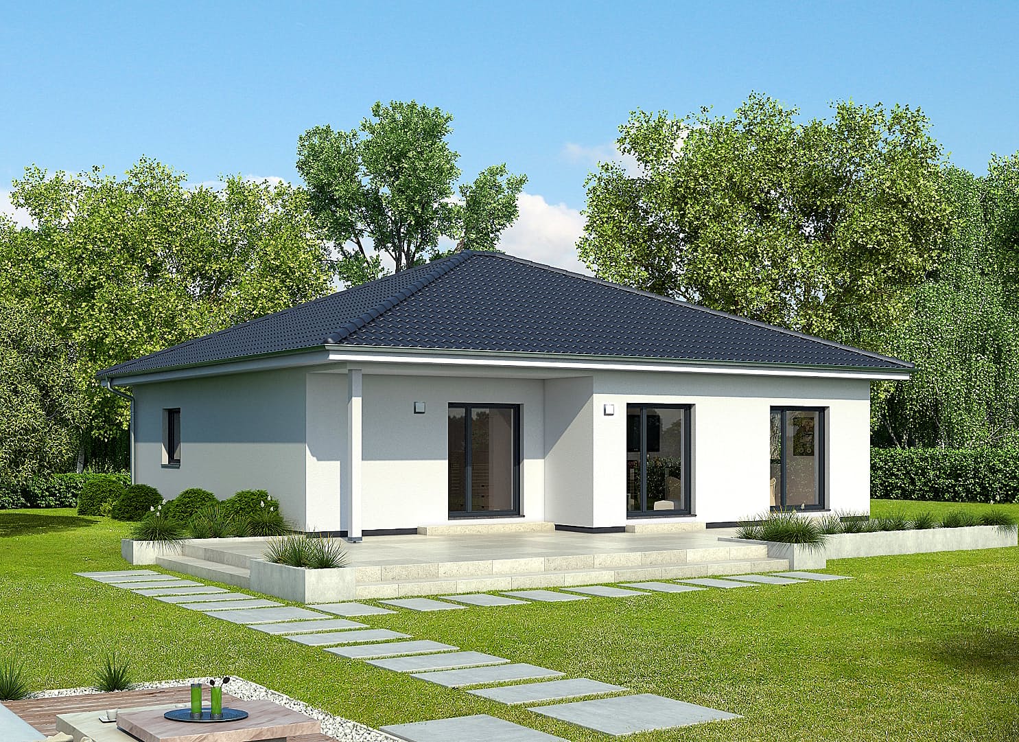 Fertighaus Bordeaux von GUSSEK HAUS Schlüsselfertig ab 279300€, Bungalow Außenansicht 1