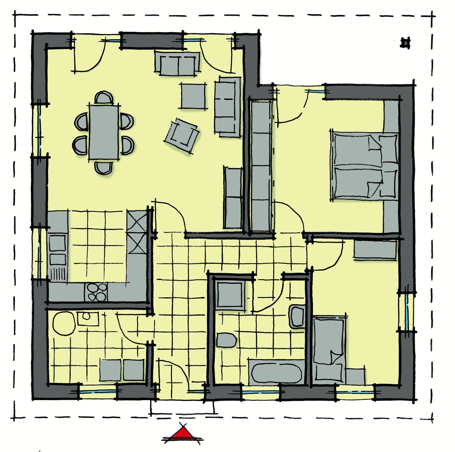 Fertighaus Bordeaux von GUSSEK HAUS Schlüsselfertig ab 279300€, Bungalow Grundriss 1