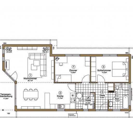 Fertighaus Bornholm 95+11 (inactive) von EBK Haus, Bungalow Grundriss 1