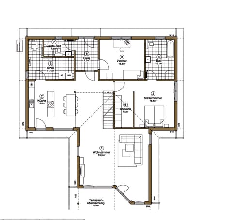 Fertighaus Skagen 193+11 (inactive) von EBK Haus, Satteldach-Klassiker Grundriss 2
