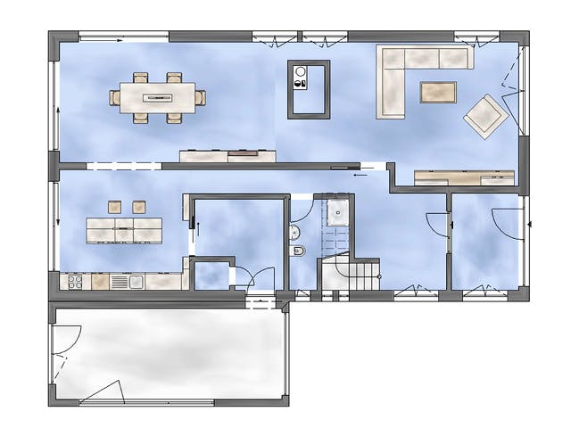 Massivhaus Designvilla Triangle von Botan Haus Schlüsselfertig ab 449900€, Satteldach-Klassiker Grundriss 1