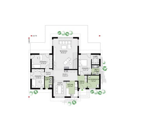 Fertighaus Brave 176 von Danwood - Österreich Schlüsselfertig ab 363800€, Pultdachhaus Grundriss 1