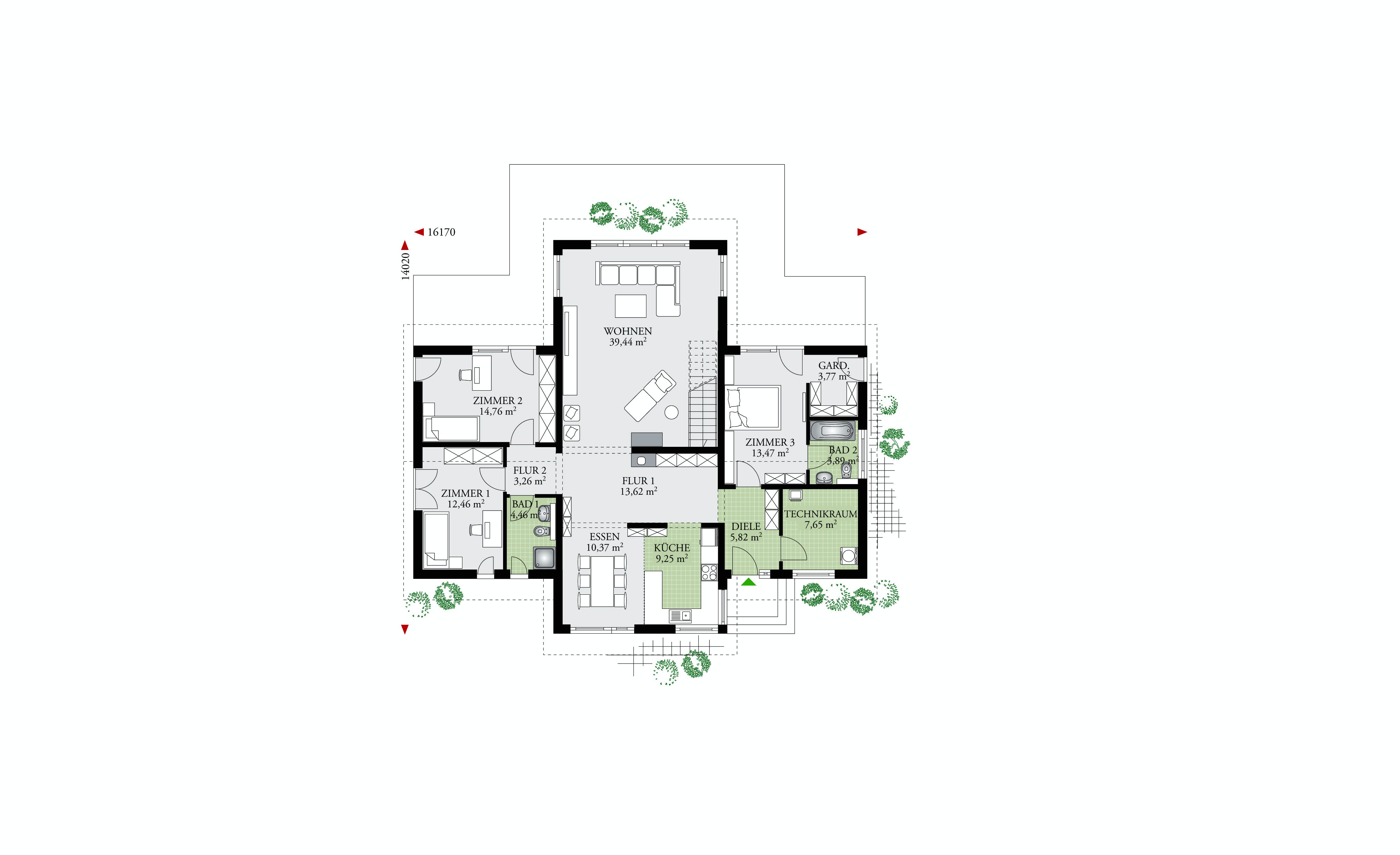Fertighaus Brave 176 von Danwood Schlüsselfertig ab 331600€, Fachwerk Grundriss 1