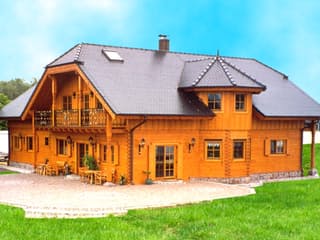 Fertighaus Breitkogel von TIROLIA Ausbauhaus ab 139900€, Blockhaus Außenansicht 1