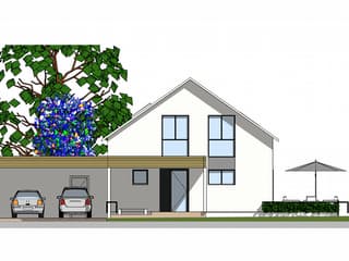 Fertighaus Bremberg von Becker 360 Schlüsselfertig ab 290400€, Satteldach-Klassiker Außenansicht 1