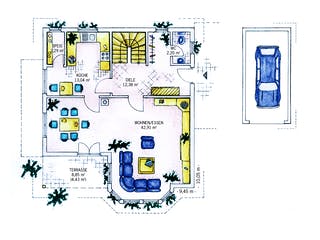Fertighaus Brettachtal von Keitel-Haus, Satteldach-Klassiker Grundriss 2