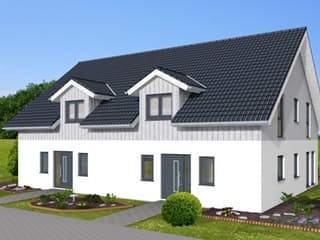Fertighaus Doppelhaus 144 von Zimmermann Haus Schlüsselfertig ab 255230€, Satteldach-Klassiker Außenansicht 4