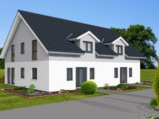 Fertighaus Doppelhaus 144 von Zimmermann Haus Schlüsselfertig ab 255230€, Satteldach-Klassiker Außenansicht 1