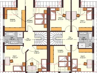 Fertighaus Doppelhaus 144 von Zimmermann Haus Schlüsselfertig ab 255230€, Satteldach-Klassiker Grundriss 2