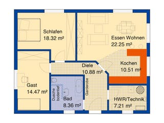 Fertighaus Mauren von Bodenseehaus, Bungalow Grundriss 1