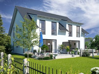 Fertighaus Rankweil von Bodenseehaus, Satteldach-Klassiker Außenansicht 1