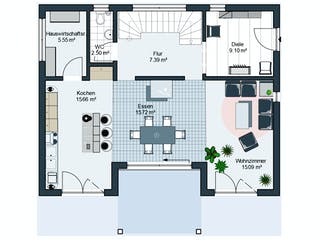 Fertighaus Musterhaus Suhr von Bodenseehaus, Stadtvilla Grundriss 1
