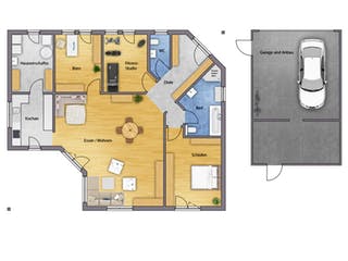 Fertighaus Vaduz von Bodenseehaus, Bungalow Grundriss 1