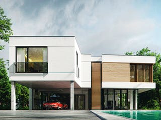 Fertighaus Haus Burghof von Bodenseehaus, Cubushaus Außenansicht 1 Fertighaus Haus Burghof von Bodenseehaus, Cubushaus Außenansicht 1