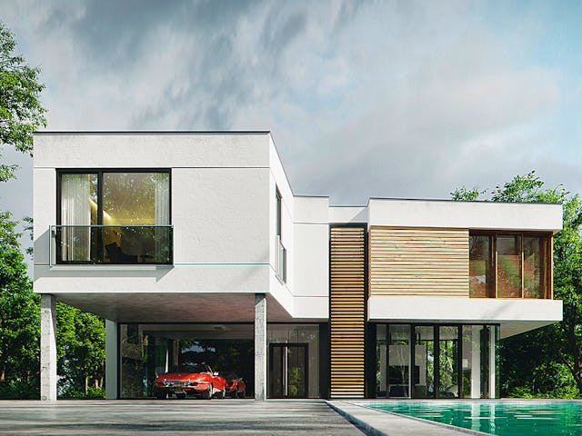 Fertighaus Haus Burghof von Bodenseehaus, Cubushaus Außenansicht 1