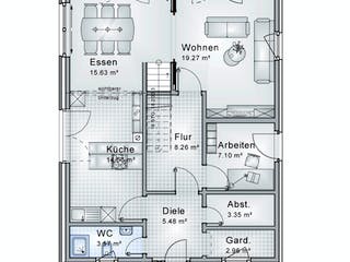 Fertighaus Buchenweg von Ludwig Andrä Holzbau Schlüsselfertig ab 292256€, Satteldach-Klassiker Grundriss 1