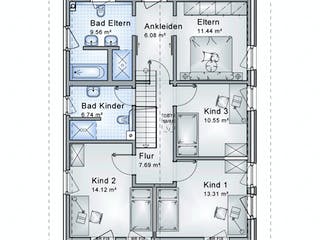 Fertighaus Buchenweg von Ludwig Andrä Holzbau Schlüsselfertig ab 292256€, Satteldach-Klassiker Grundriss 2